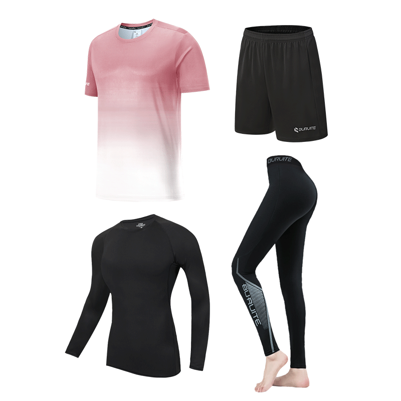 BURUITE Women's Sports Suit Yoga Clothes Running Badminton Cycling Fitness Tight Training Clothes Sportswear Slim Quick-drying Clothes