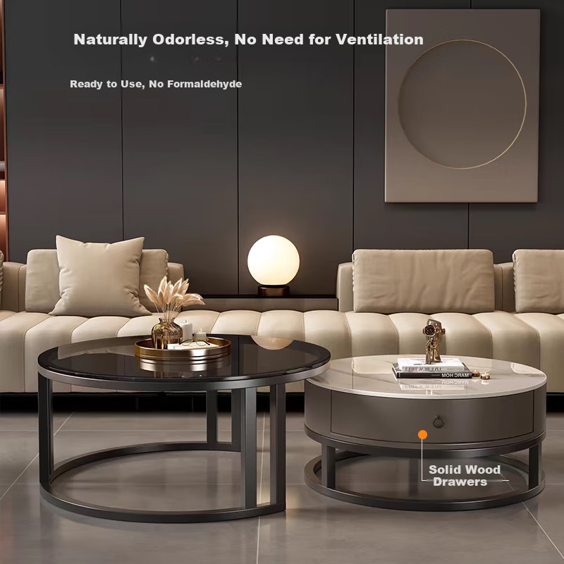 Gupujia Rock Slab Coffee Table, Living Room Modern Minimalist Light Luxury, Small Apartment Reception Tea Table, Sofa Glass Side Table, Balcony Small Corner Table 6
