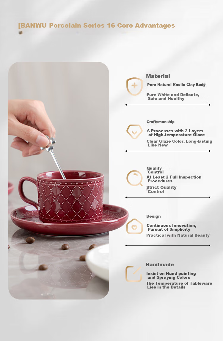 Banwushenghuo High-End European Style Coffee Cup Set with Ceramic Cups And Saucers, Luxurious Afternoon Tea Cups for Office And Home Use 7
