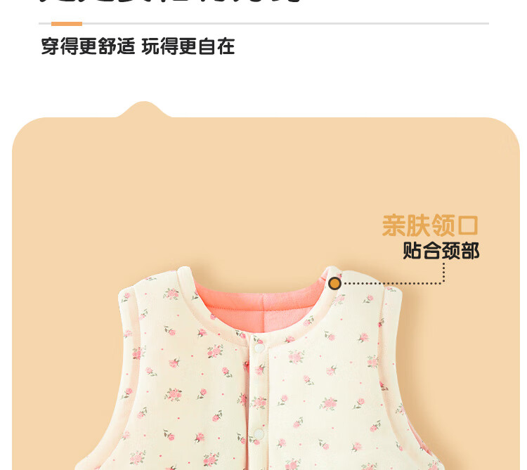 Badibadi Spring and Autumn Baby Toddler Quilted Vest Thickened Warm Inner Wear Outerwear Floral Pink 80 9