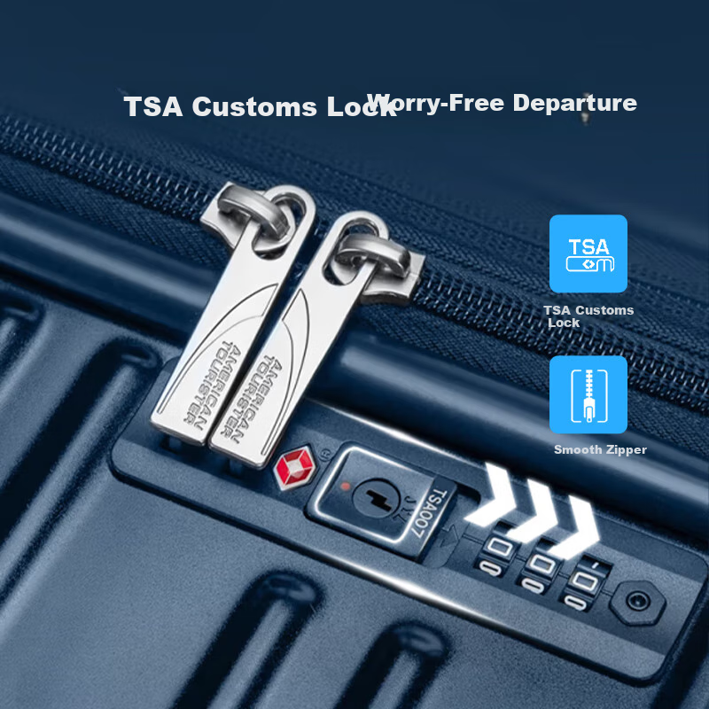 Чемодан AMERICAN TOURISTER, 20-дюймовый, синий, с кодовым замком TSA