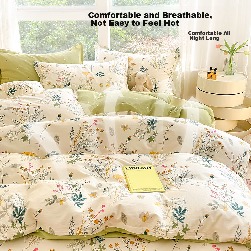 SOMERELLE 100% Pure Cotton Duvet Cover Single Piece, All-Cotton Single Quilt Cover 200x230cm, Dormitory Home Use Double Size 2x2.3 Meters