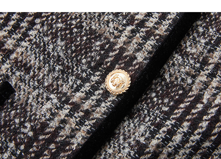 Dme Plaid Smart Fun Winter Vintage Warm Lambswool Lapel Patchwork Colorblock Loose Women's Coat 7