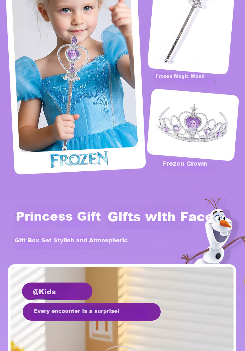 Disney Elsa Princess Bag, for Ages 6-12, 9-Year Children's Toy, Birthday Gift for Girls, 8-Year Girl Frozen Elsa Hair Accessories 6