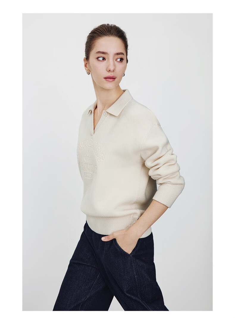 Navikail Italian Small Sailboat Women's 2025 Autumn Full Wool Knit Sweater Lapel Loose Wool Pullover 2334045502 15