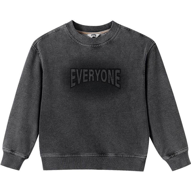 Annil Kids Boys Girls Crew Neck Long Sleeve Gradient Sweatshirt 2025 Autumn New Twilight Floral Gray 160cm
