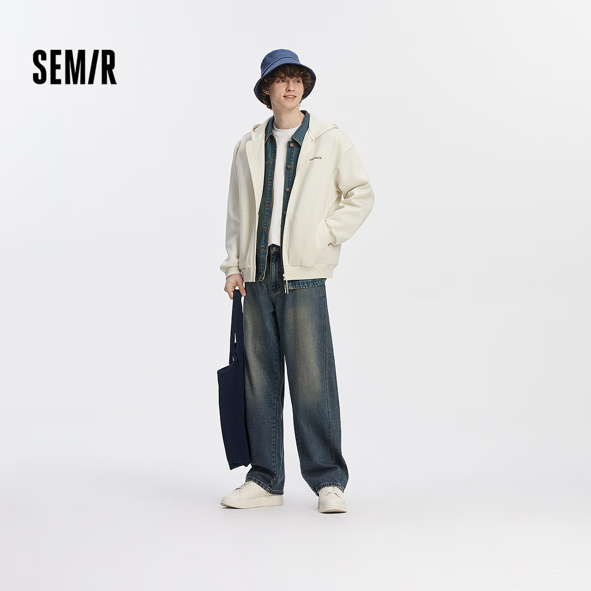 Джинсы Semir Wang Anyu, мужские, модель 103525124108A, осень 2025, свободный крой, цвет "Джинсовый желтый грязевой" 80325, размер S