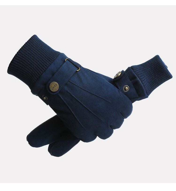 JEEP Winter Men's Fleece-Lined Thickened Leather Touchscreen Riding Gloves Windproof Warm Motorcycle Gloves 4