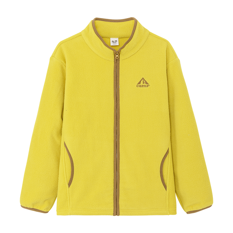 Zuoxi Boys' Fleece Jacket, 2025 New Style Children's Autumn And Winter Wear, Warm Plush Outerwear for Boys, Yellow, Size 150