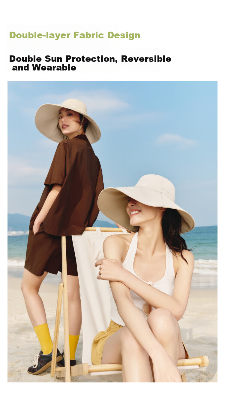 Beneunder Women's Double-Sided Sun Hat, Wide Brim Fishing Hat, UV Protection Full Face Sun Visor AL005 4