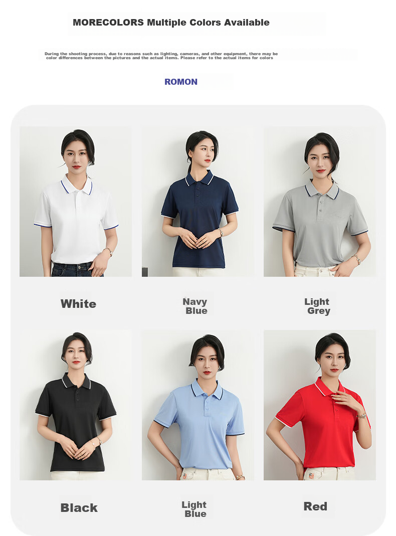 ROMON Ice Silk Short-Sleeve T-Shirt for Women, Summer POLO Collar Undershirt, Casual Business Commute Workwear, Cool-Feeling Lapel Top 7