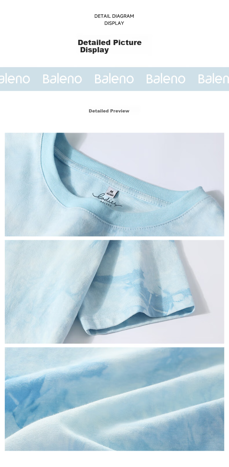 Baleno 100% Pure Cotton Dopamine Tie-Dye Short-Sleeve T-Shirt for Women, Summer 2026 New Round Neck Loose Half-Sleeve Women's Clothing 16