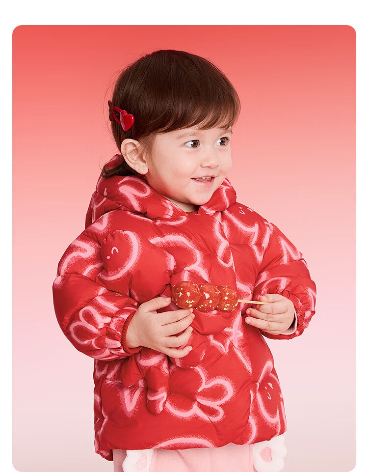 BALABALA Kids Down Jacket Girls 2025 New Red Lunar New Year Outfit Baby Warm Spring Traditional Style Coat 9