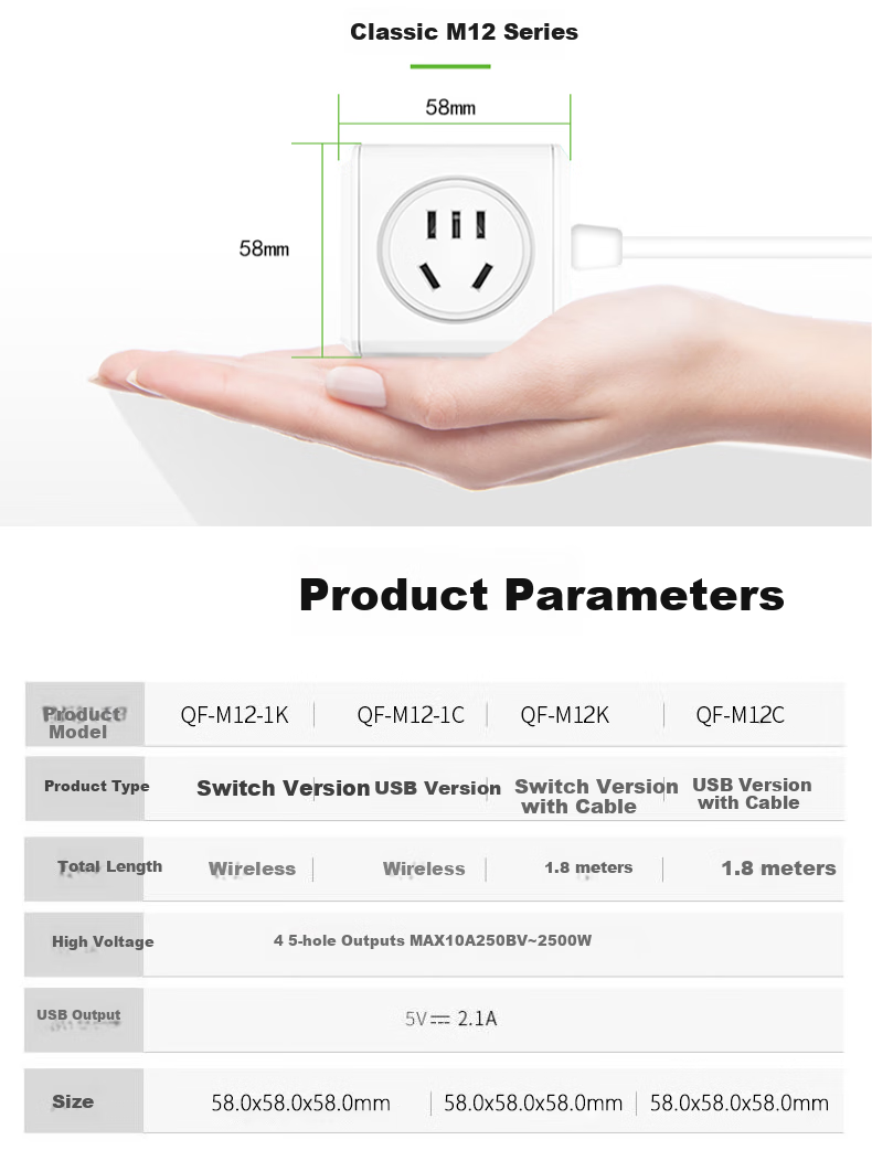Kyfen Portable Magic Cube Socket, Master Switch, 1.5 Meters, PC Flame Retardant up to 750°C, National Standard Certified, Child Safety Door, Overload Protection, Essential for Rental Apartments 8