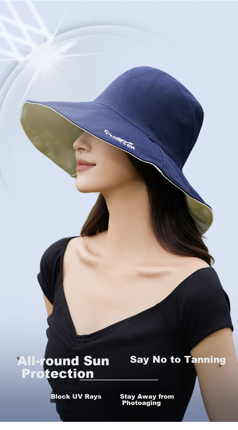 FitonTon Sun Protection Hat for Women, Summer Outdoor Beach Cycling Sun Hat, Versatile Double-Sided Fisherman Hat 2