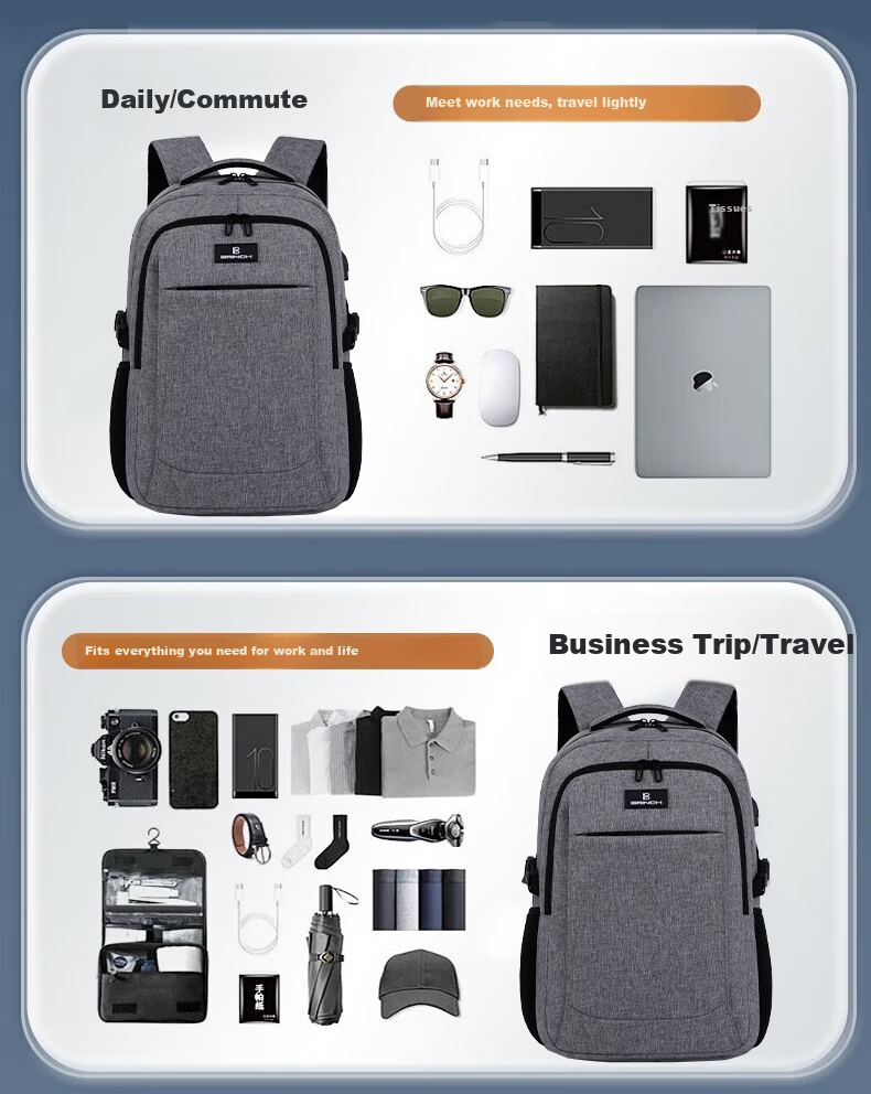 BRINCH Laptop Backpack for 15.6/16 Inch Notebooks, Shockproof Business Commute Large Capacity Schoolbag 5