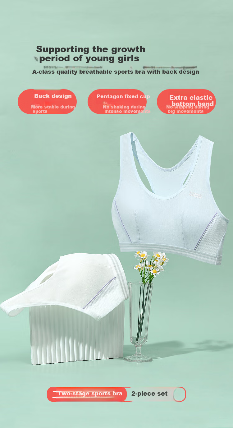 Hodohome Girls' Underwear, Puberty Stage Two, Mesh Breathable Bra, Middle School Student Wireless Vest, 038A80 1