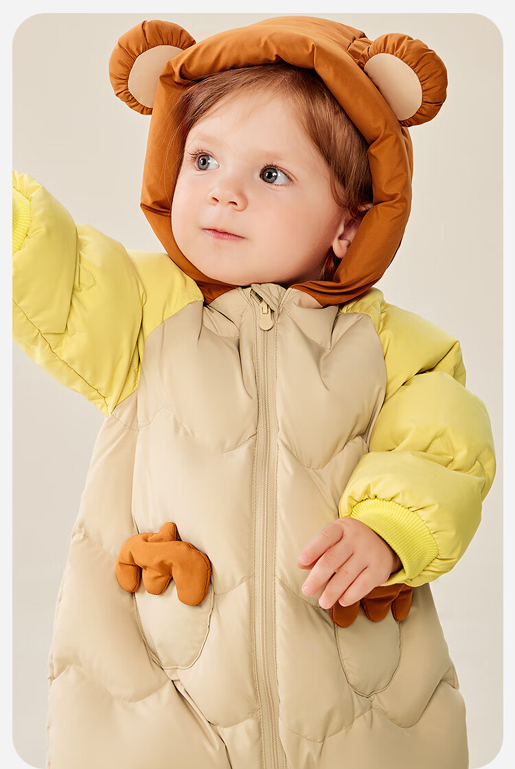 Minibala Bala Waterproof Down Jumpsuit Baby Clothes Bear Romper Boys Girls Thickened Down Onesie 4