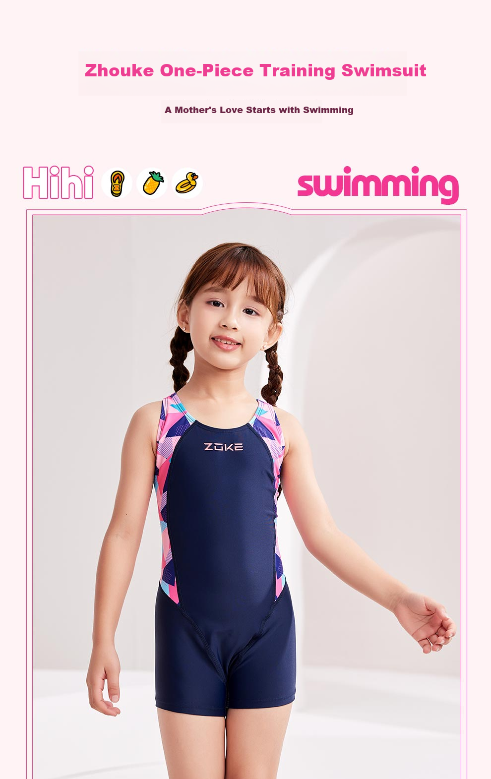 ZOKE Girls' One-Piece Swimsuit, Square Leg, for Older Children And Teenagers, Professional Swimming Costume, 124604418, Purple-Blue Size 16 1