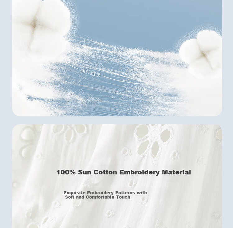 Sentubila Pure Cotton Lace V-Neck Lantern Sleeve White Dress for Women, Summer Elegant Pearl Button Embroidered A-Line Slimming Mid-Length Dress 11