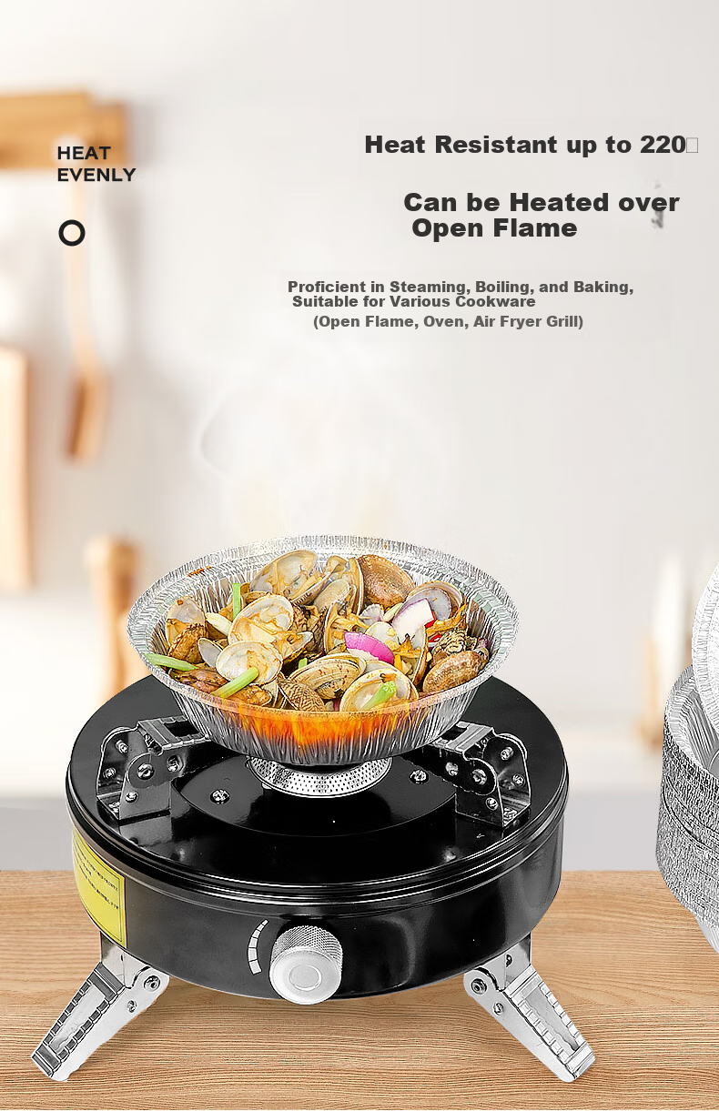 Temeiju Air Fryer Aluminum Foil Pans, Food-Grade Air Fryer Specific Paper, Outdoor Foil Bowls for Barbecue, 18.5cm*30 Pieces 3