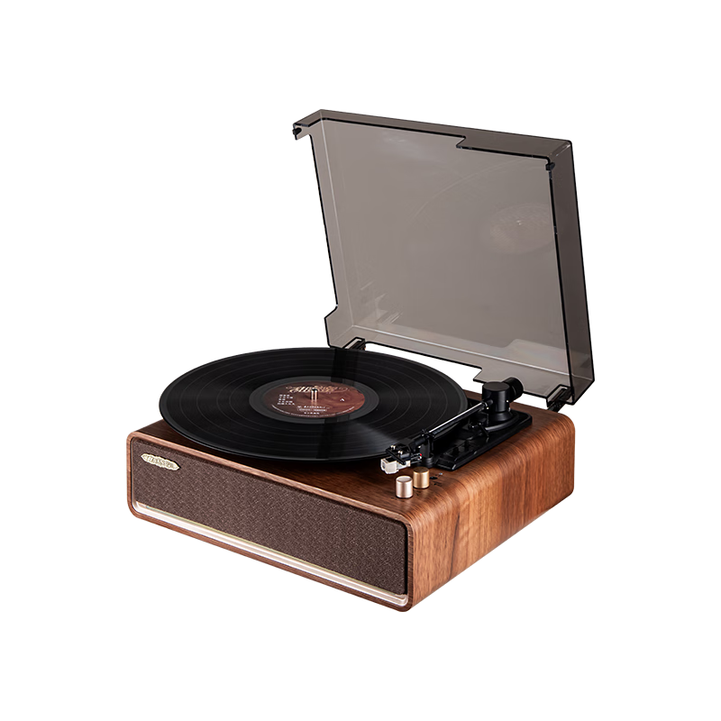SANSUI Vinyl Record Player, All-In Retro Phonograph with Bluetooth, Nostalgic Living Room Home Decor Speaker, Birthday Gift, Spring Festival Gift, Sweet V15