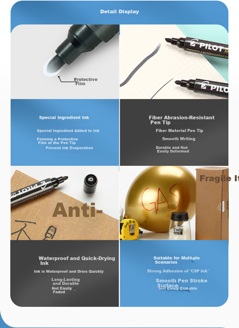 PILOT Oil-Based Marker Pen, Knife-Shaped Quick-Drying Marker, SCA-400 4mm Black, Pack of 12 3