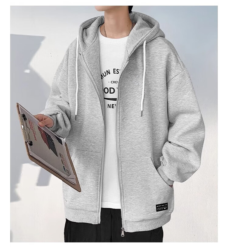 GLM Hoodie Jacket for Men, Spring And Autumn Season, Loose Casual Knitted Cardigan, Sports Jacket, Gray, XL 15