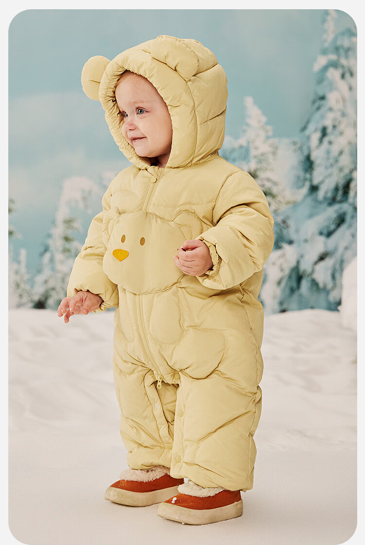 Minibala 【Water-Repellent Velvet】Unisex Kids Down One-Piece Suit Baby Three-Protection Romper 2025 Autumn Winter 2