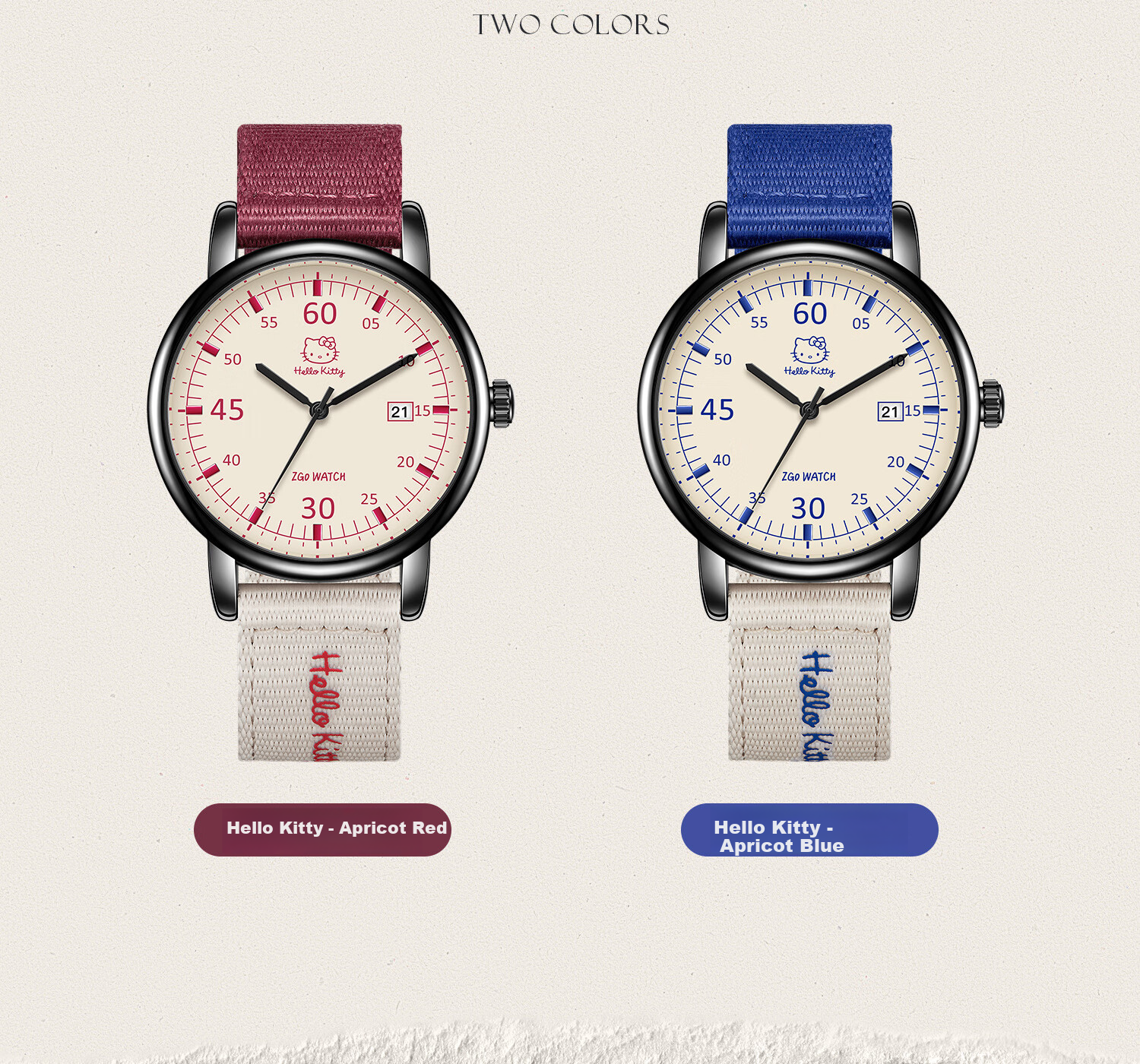 Hello Kitty Watch for Female Students, Specialized for Middle School And High School Exams, Retro Canvas Strap Quartz Watch, Sanrio Birthday Gift 25