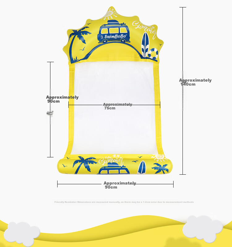 Swimbobo Outdoor Inflatable Lounge Chair for Adults And Children, Swimming Ring, Floating Bed, Water Play Buoyancy Board, Backrest Mesh Float 3