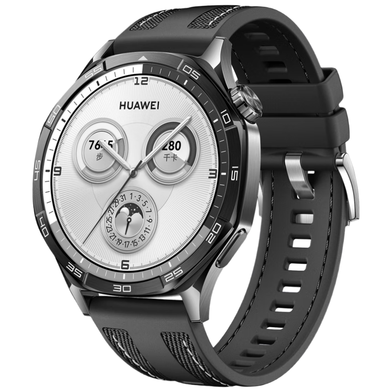 Watchbond Compatible with Huawei Watch GT5/GT6 Strap, Runner2/Watch5/GT6Pro Official Style, Phantom Black 46mm Silicone Nylon Band, GT4 Smart Sports Wristband