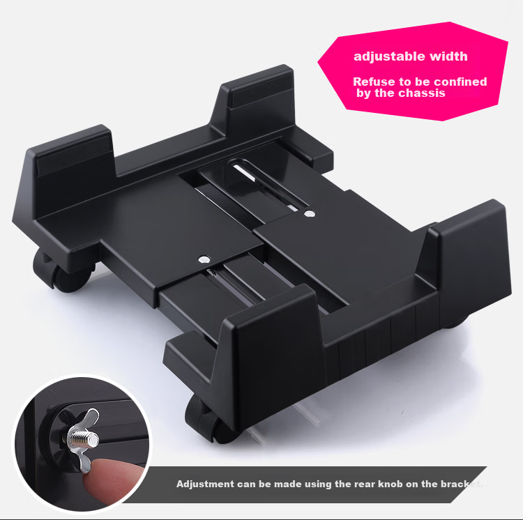 LinkStone Desktop Computer Case Stand, Movable Case Support Base Tray with Universal Casters, Locking Wheels, Brakes, Adjustable Width, Easy Installation, Z122 New 3