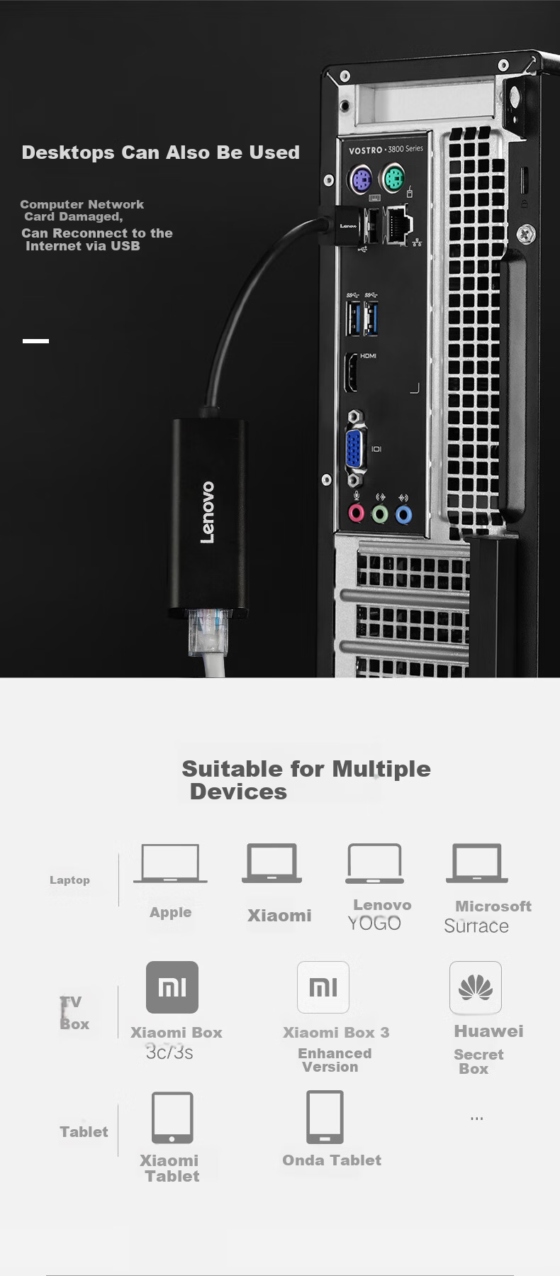 Lenovo Invests in Brand Yinengzhe USB to RJ45 Adapter, 100Mbps Wired Network Card Converter for Laptops And Desktop Computers 4