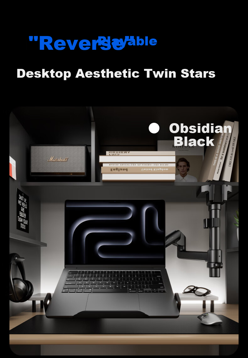 Brateck Beihu Monitor Stand, Inverted Mechanical Arm, Computer Stand Desktop Clamp Base, Inverted Screen Lifting Arm E350pd Black 17-32 Inch, Dormitory Suspended Bracket 15