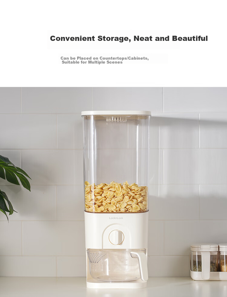 LOCK&LOCK Automatic Rice Container, Multi-Grain Storage Bin, Visible Sealed Storage Jar, Grain Storage Box, 10kg, White 9