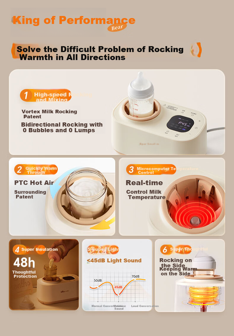 Bear Milk Shaker And Warmer, All-In Baby Automatic No-Water Milk Heating/Insulation/Defrosting Four-In J02E7 1