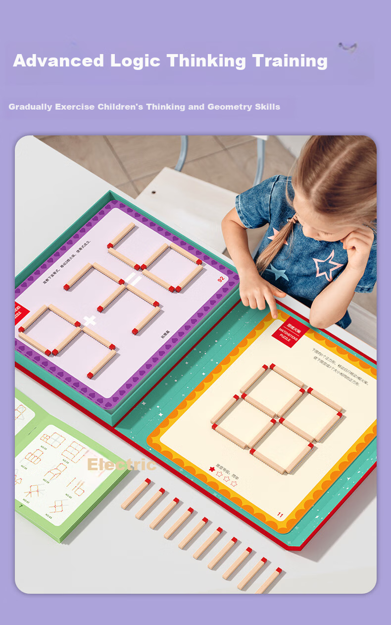 Fuhaier Math Thinking Matchsticks Teaching Aid Board Game for Boys And Girls, Concentration Training Children's Educational Toy Birthday Gift 1