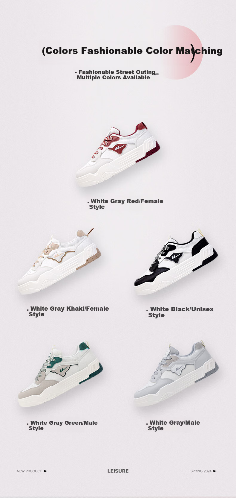 Huili Official Women's Shoes, Summer Sneakers for Women 2026, Casual Ladies' Shoes, Lightweight Thick-Soled Shoes for Women, White-Gray Size 38 3