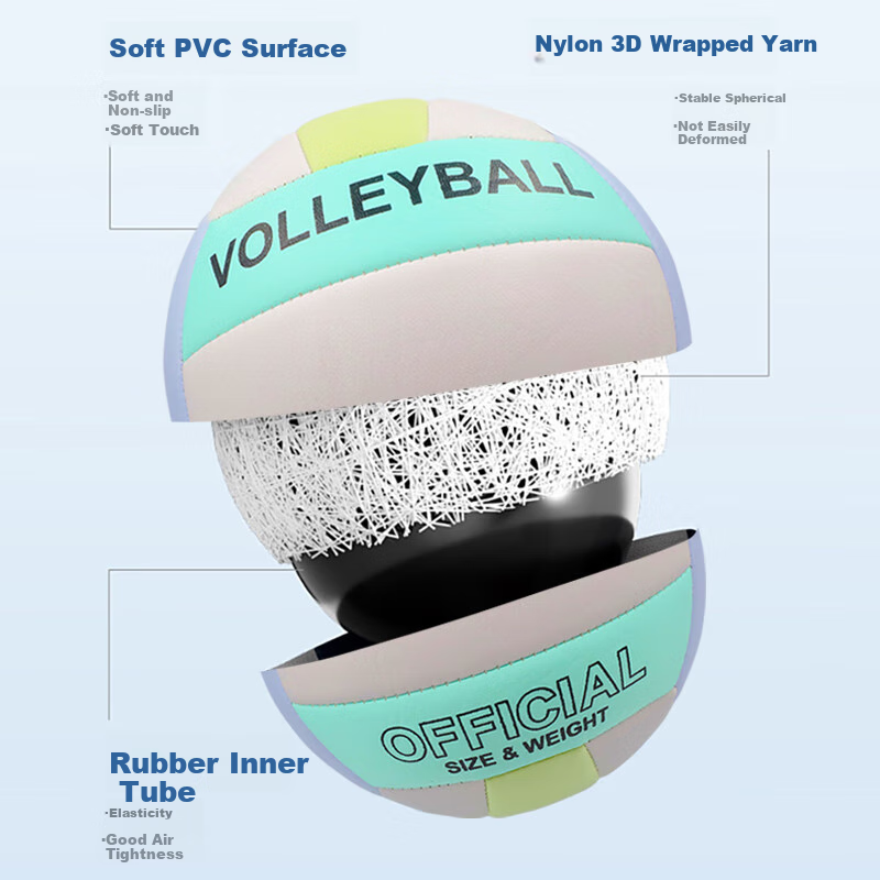 Miletang Volleyball, Size 5, for Middle School Students, Machine-Stitched PVC Beach Soft Thickened Macaron Colorful Competition Training Volleyball
