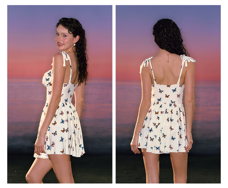 AtlanticBeach 2025 New Popular Butterfly One-Piece Swimsuit for Women Summer High-End Skirt-Style Beach Resort Swimwear 7