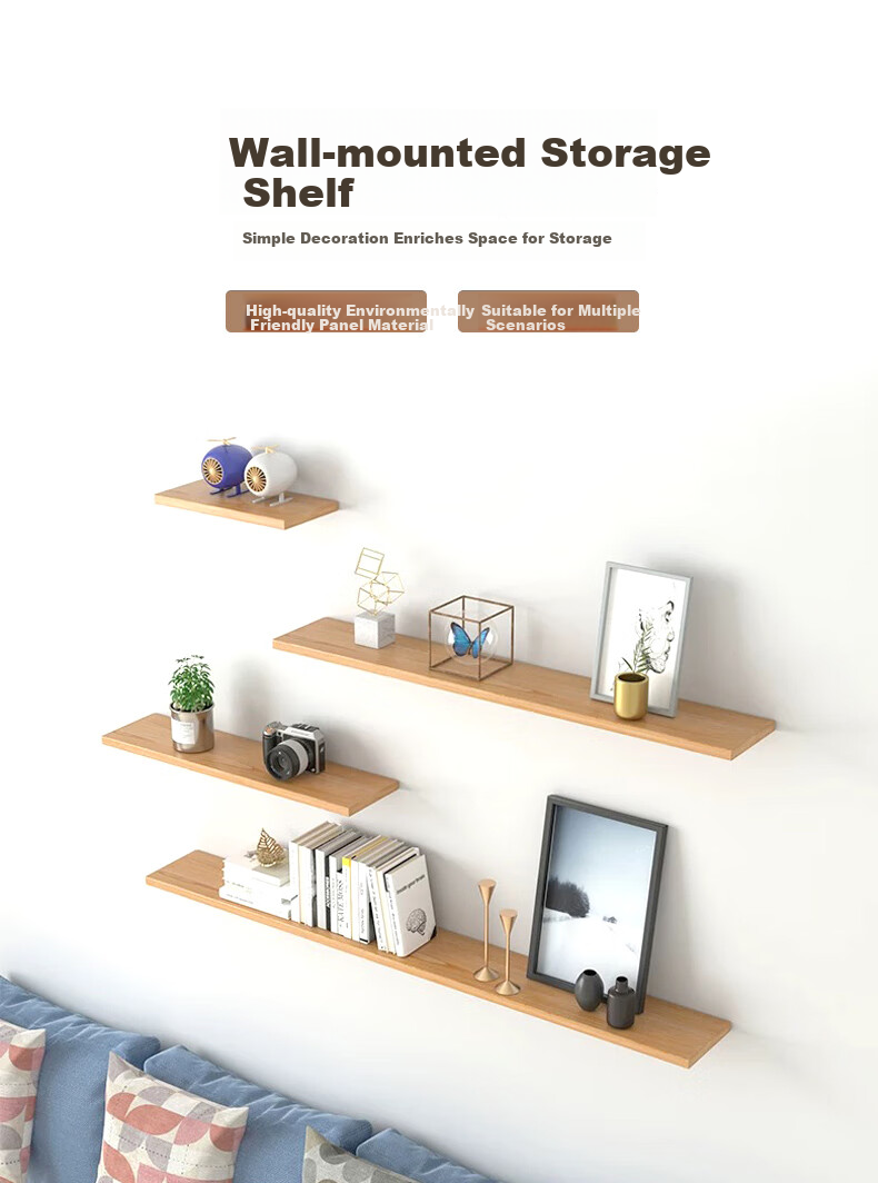 Fanshe Living Room Wall Shelf Storage Rack, Bedroom Bedside Simple Storage Bookshelf, Black Set 1
