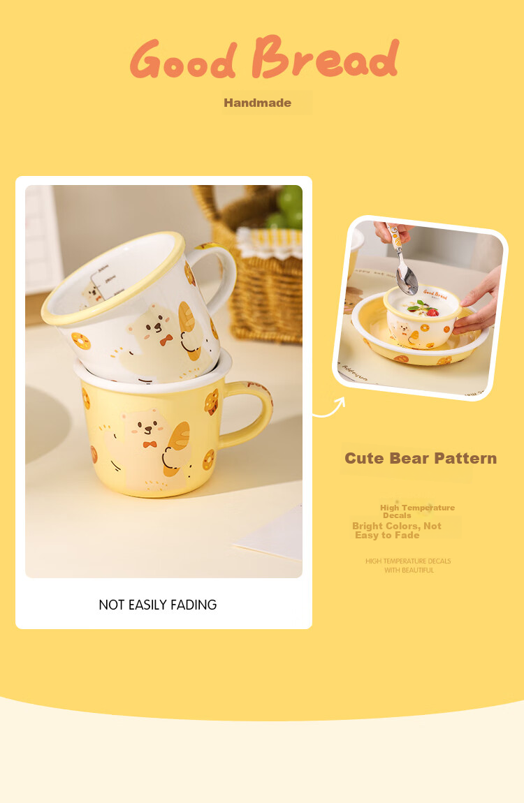 Kawasima Bear Dodo Cute Bowl And Plate Tableware Set for Home Use, Two-Person Dining 11-Piece Set 5
