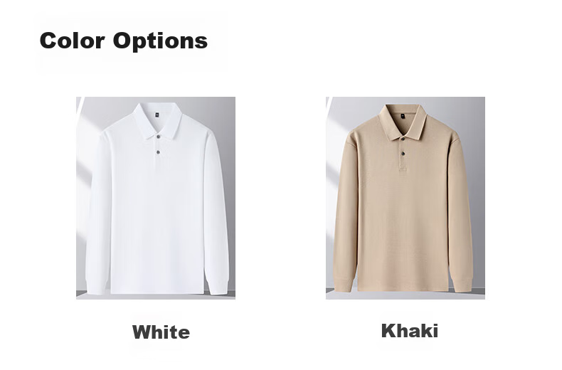 FIRS [100% Cotton] Pure Cotton Long-Sleeve T-Shirt for Men, Spring And Autumn New Style Solid Color Casual Polo Shirt Dad Wear 5