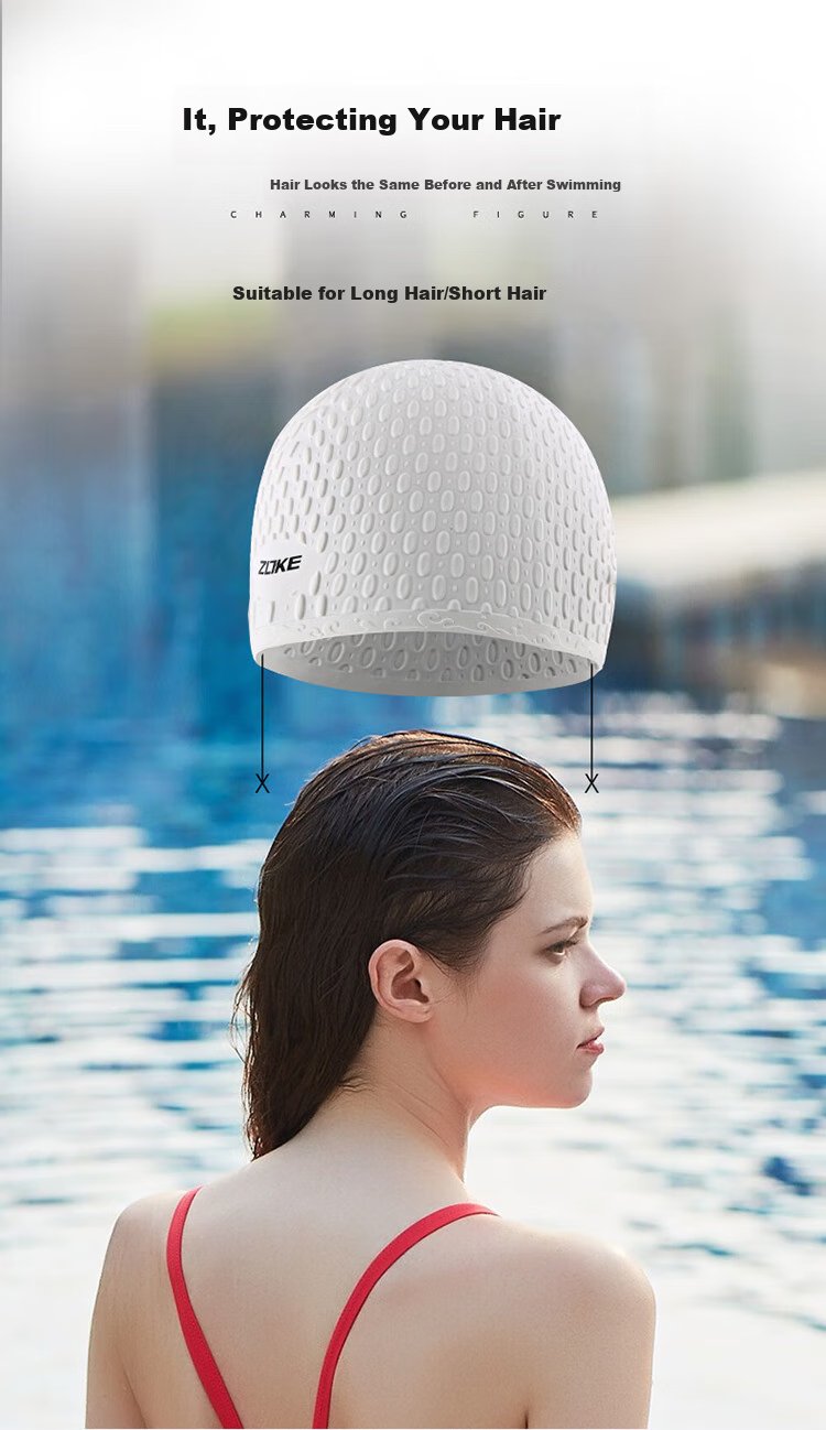 ZOKE Silicone Swim Cap, Waterproof Hair Protection Ear Protection Water Drop Cap, Unisex Comfortable Non-Binding Headband 619503201-11 3