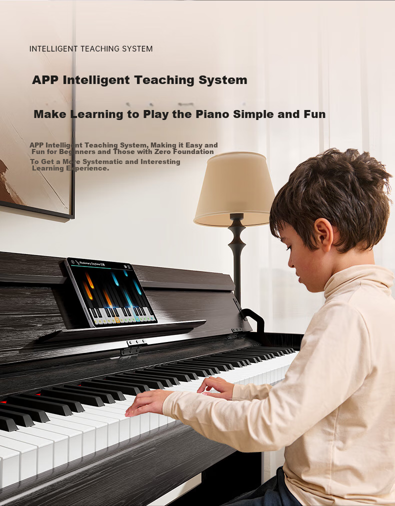 Betsy Digital Piano, Heavy Hammer 88 Keys, Exam-Ready, for Adults And Beginners, Smart Upright Electronic Piano B806, Glossy Black, with Bench 16
