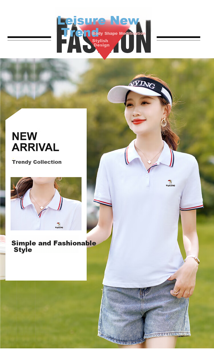Woodpecker Pure Cotton Polo Shirt Women Short Sleeve Slim Fit Plus Size Casual Summer Top Dark Blue XL 2
