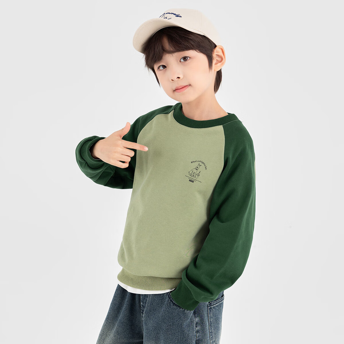 Duoduo Boys Sweatshirt Kids Autumn 2025 New Colorblock Raglan Sleeve Loose Casual Pullover Top
