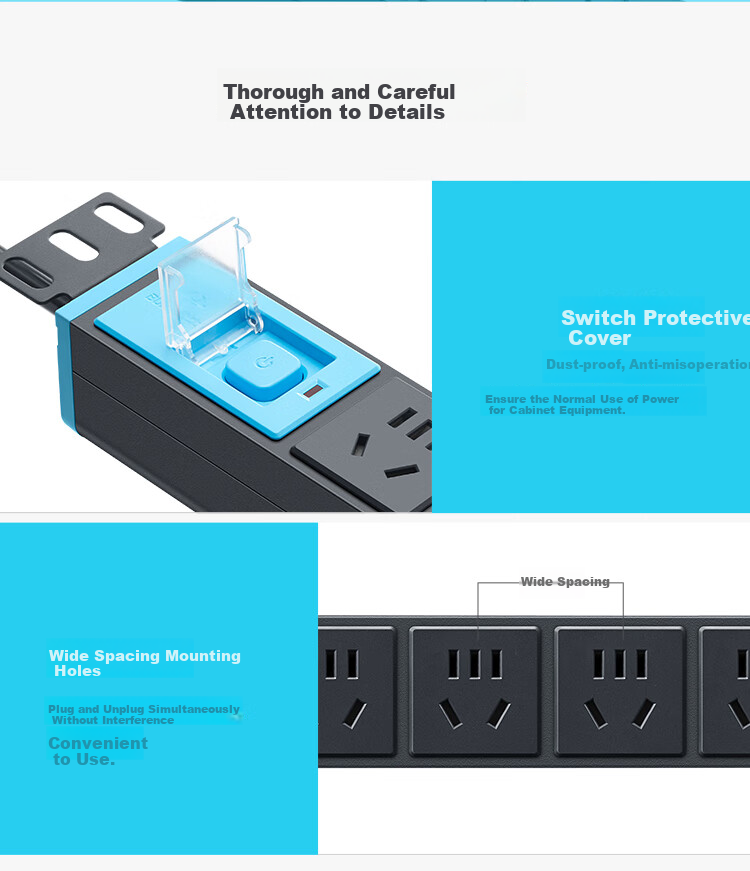BULL PDU Desktop Gaming Cabinet Power Strip/Extension Cord/Surge Protector, 8 Outlets with Master Switch, 3-Meter Standard Size, New And Old National Standards Mixed Delivery 1080/108E 10