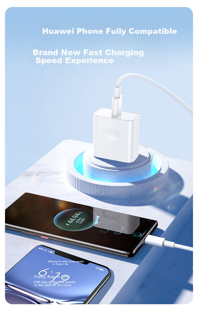 CangHua Compatible with Huawei Charger 22.5W Fast Charging Set: USB Charging Head + Type-C Data Cable for Mate80/70, Honor, Xiaomi, OPPO/Vivo Phones And Tablets Adapter 3